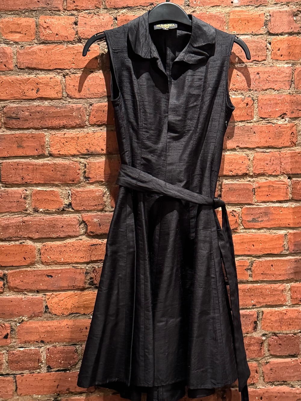 Huminska New York Raw Silk Little Black Dress Size 0